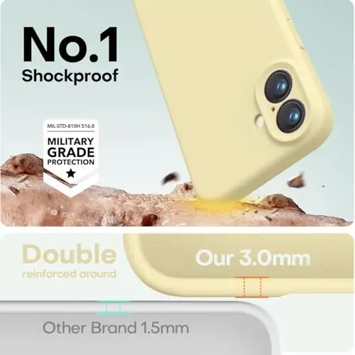LOVE 3000 iPhone 16 uchun g'ilof, yuqori sifatli silikon [Yumshoq chizishga qarshi mikrofiber astar] Zarbadan himoya qiluvchi telefon g'ilofi erkaklar ayollar qizlar 6,1