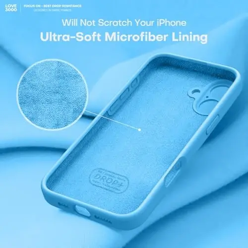 LOVE 3000 iPhone 16 uchun mo'ljallangan g'ilof, Premium silikon [Yumshoq chizishga qarshi mikrofiber astar] Zarba o'tkazmaydigan himoya telefon g'ilofi erkaklar ayollar qizlar uchun 6,1