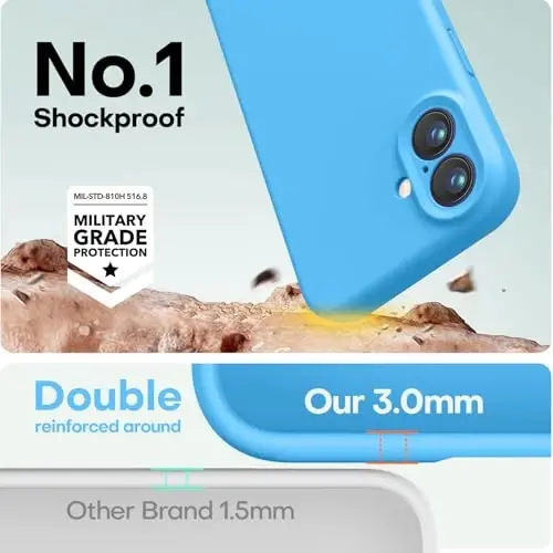 LOVE 3000 iPhone 16 uchun mo'ljallangan g'ilof, Premium silikon [Yumshoq chizishga qarshi mikrofiber astar] Zarba o'tkazmaydigan himoya telefon g'ilofi erkaklar ayollar qizlar uchun 6,1