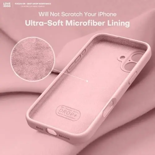 LOVE 3000 iPhone 16 uchun mo'ljallangan g'ilof, Premium silikon [Yumshoq chizishga qarshi mikrofiber astar] Zarbadan himoya qiluvchi telefon g'ilofi erkaklar ayollar qizlar uchun 6.1
