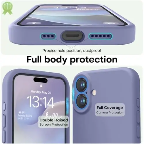 LOVE 3000 iPhone 16 uchun mo'ljallangan g'ilof, Premium silikon [Yumshoq tirnalishga qarshi mikrofiber astar] Zarba o'tkazmaydigan himoya telefon g'ilofi erkaklar ayollar qizlar uchun 6,1