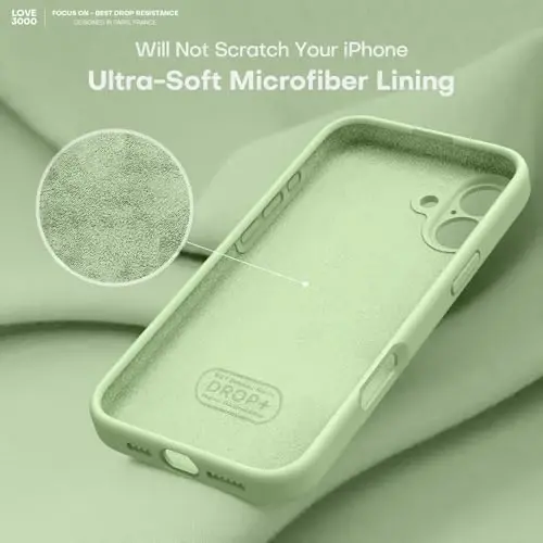 LOVE 3000 iPhone 16 uchun mo'ljallangan g'ilof, Premium silikon [Yumshoq tirnalishga qarshi mikrofiber astar] Zarba o'tkazmaydigan himoya telefon g'ilofi erkaklar, ayollar, qizlar uchun 6.1