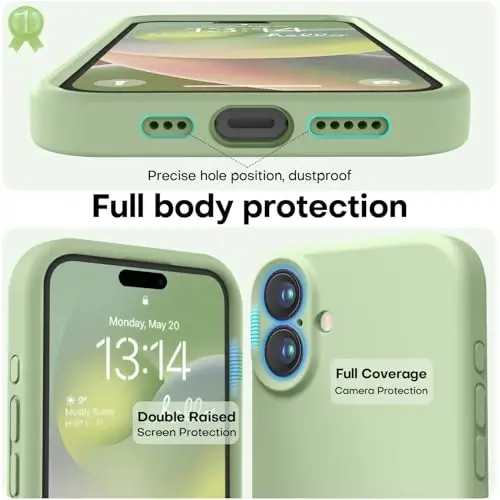 LOVE 3000 iPhone 16 uchun mo'ljallangan g'ilof, Premium silikon [Yumshoq tirnalishga qarshi mikrofiber astar] Zarba o'tkazmaydigan himoya telefon g'ilofi erkaklar, ayollar, qizlar uchun 6.1