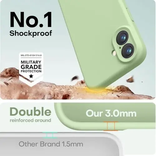 LOVE 3000 iPhone 16 uchun mo'ljallangan g'ilof, Premium silikon [Yumshoq tirnalishga qarshi mikrofiber astar] Zarba o'tkazmaydigan himoya telefon g'ilofi erkaklar, ayollar, qizlar uchun 6.1
