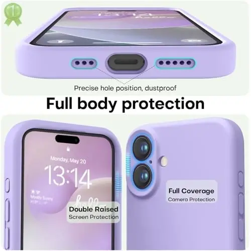 LOVE 3000 iPhone 16 uchun mo'ljallangan g'ilof, Premium silikon [Yumshoq tirnalishga qarshi mikrofiber astar] Zarba o'tkazmaydigan himoya telefon g'ilofi erkaklar ayollar qizlar uchun 6,1