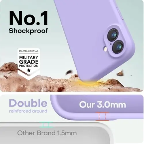 LOVE 3000 iPhone 16 uchun mo'ljallangan g'ilof, Premium silikon [Yumshoq tirnalishga qarshi mikrofiber astar] Zarba o'tkazmaydigan himoya telefon g'ilofi erkaklar ayollar qizlar uchun 6,1