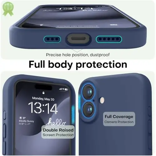 LOVE 3000 iPhone 16 uchun mo'ljallangan g'ilof, Premium silikon [Yumshoq tirnalishga qarshi mikrofiber astar] Zarba o'tkazmaydigan himoya telefon g'ilofi erkaklar ayollar qizlar uchun 6.1