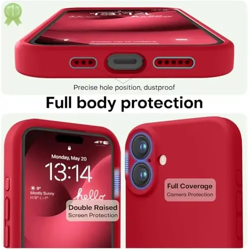 LOVE 3000 iPhone 16 uchun mo'ljallangan g'ilof, Premium silikon [Yumshoq tirnalishga qarshi mikrofiber astar] Zarbadan himoya qiluvchi telefon g'ilofi erkaklar ayollar qizlar uchun 6.1