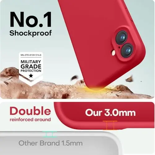 LOVE 3000 iPhone 16 uchun mo'ljallangan g'ilof, Premium silikon [Yumshoq tirnalishga qarshi mikrofiber astar] Zarbadan himoya qiluvchi telefon g'ilofi erkaklar ayollar qizlar uchun 6.1
