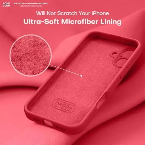 LOVE 3000 iPhone 16 uchun mo'ljallangan g'ilof, Premium silikon [Yumshoq tirnalishga qarshi mikrofiber astar] Zarbadan himoya qiluvchi telefon g'ilofi erkaklar ayollar qizlar uchun 6.1