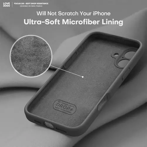 LOVE 3000 iPhone 16 uchun mo'ljallangan g'ilof, premium silikon [Yumshoq tirnalishga qarshi mikrofiber astar] Zarbadan himoya qiluvchi telefon g'ilofi erkaklar, ayollar, qizlar uchun 6.1