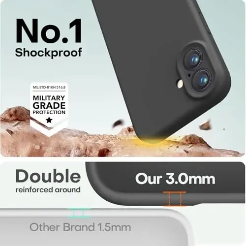 LOVE 3000 iPhone 16 uchun mo'ljallangan g'ilof, premium silikon [Yumshoq tirnalishga qarshi mikrofiber astar] Zarbadan himoya qiluvchi telefon g'ilofi erkaklar, ayollar, qizlar uchun 6.1