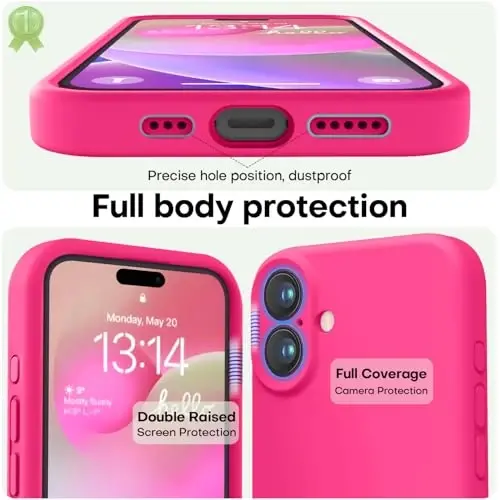 LOVE 3000 iPhone 16 uchun mo'ljallangan g'ilof, Premium silikon, [Yumshoq tirnalishga qarshi mikrofiber astar] Zarbadan himoya qiluvchi telefon g'ilofi erkaklar ayollar qizlar uchun 6.1