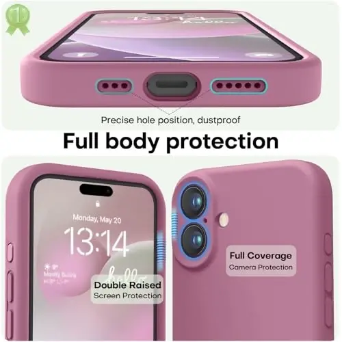 LOVE 3000 iPhone 16 uchun mo'ljallangan g'ilof, Premium silikonli [Yumshoq tirnalishga qarshi mikrofiber astar] Zarbadan himoya qiluvchi telefon g'ilofi erkaklar ayollar qizlar uchun 6.1