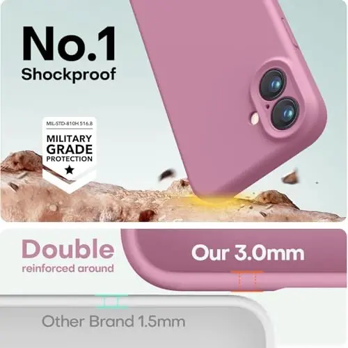 LOVE 3000 iPhone 16 uchun mo'ljallangan g'ilof, Premium silikonli [Yumshoq tirnalishga qarshi mikrofiber astar] Zarbadan himoya qiluvchi telefon g'ilofi erkaklar ayollar qizlar uchun 6.1