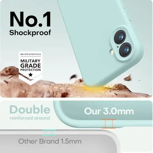 LOVE 3000 iPhone 16 uchun mo'ljallangan g'ilof, [Yumshoq chizishga qarshi mikrofiber astarli] Premium silikon zarbga chidamli himoya telefon g'ilofi erkaklar ayollar qizlar uchun 6.1