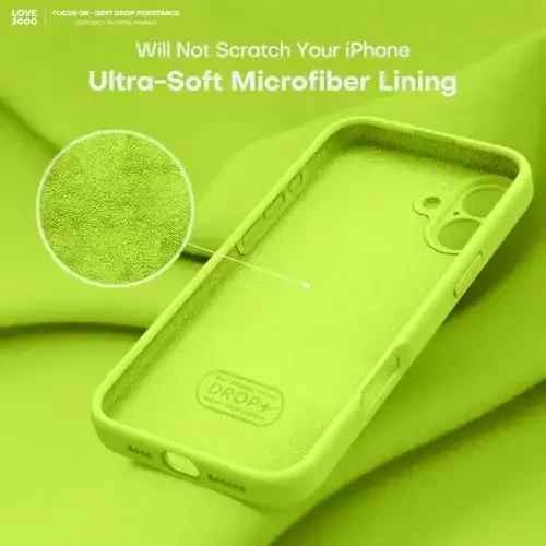 LOVE 3000 iPhone 16 uchun mo'ljallangan g'ilof, [Yumshoq tirnalishga qarshi mikrofiber astar] bilan premium silikon, erkaklar ayollar qizlar uchun zarbaga chidamli himoya telefon g'ilofi 6.1