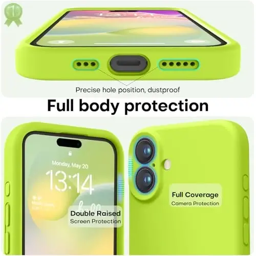 LOVE 3000 iPhone 16 uchun mo'ljallangan g'ilof, [Yumshoq tirnalishga qarshi mikrofiber astar] bilan premium silikon, erkaklar ayollar qizlar uchun zarbaga chidamli himoya telefon g'ilofi 6.1