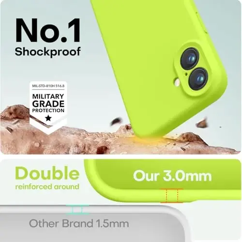 LOVE 3000 iPhone 16 uchun mo'ljallangan g'ilof, [Yumshoq tirnalishga qarshi mikrofiber astar] bilan premium silikon, erkaklar ayollar qizlar uchun zarbaga chidamli himoya telefon g'ilofi 6.1
