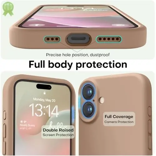 LOVE 3000 iPhone 16 uchun mo'ljallangan g'ilof, [Yumshoq tirnalishga qarshi mikrofiber astarli] Premium silikon zarbga chidamli himoya telefon g'ilofi erkaklar ayollar qizlar uchun 6,1