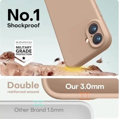 LOVE 3000 iPhone 16 uchun mo'ljallangan g'ilof, [Yumshoq tirnalishga qarshi mikrofiber astarli] Premium silikon zarbga chidamli himoya telefon g'ilofi erkaklar ayollar qizlar uchun 6,1
