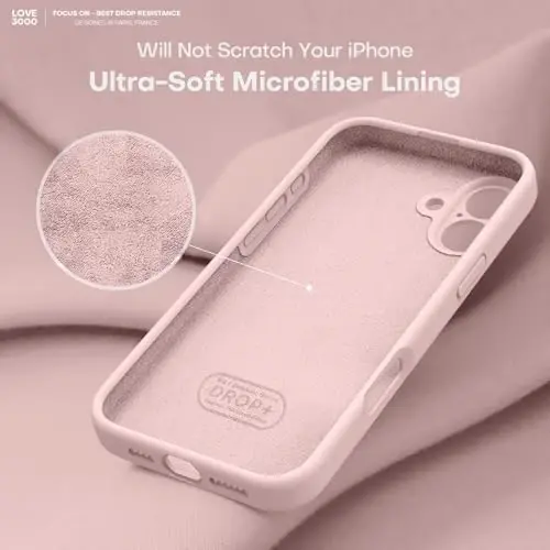 LOVE 3000 iPhone 16 uchun mo'ljallangan g'ilof, yuqori sifatli silikon [yumshoq tirnalishga qarshi mikrofiber astar] zarbaga chidamli himoya telefon g'ilofi erkaklar ayollar qizlar uchun 6,1