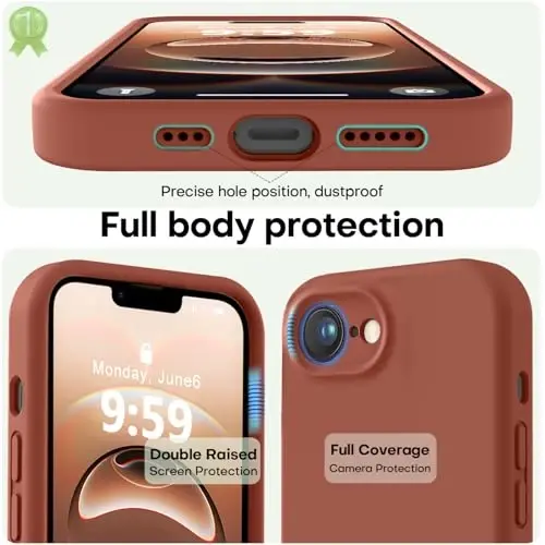 LOVE 3000 iPhone 16e uchun g'ilof, Premium silikon [Yumshoq tirnalishga qarshi mikrofiber astar] Zarba o'tkazmaydigan himoya telefon g'ilofi erkaklar ayollar qizlar uchun 6.1