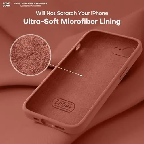 LOVE 3000 iPhone 16e uchun g'ilof, Premium silikon [Yumshoq tirnalishga qarshi mikrofiber astar] Zarba o'tkazmaydigan himoya telefon g'ilofi erkaklar ayollar qizlar uchun 6.1