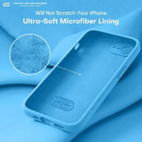 LOVE 3000 iPhone 16e uchun g'ilof, Premium silikon [Yumshoq tirnalishga qarshi mikrofiber astar] Zarbadan himoya qiluvchi telefon g'ilofi erkaklar ayollar qizlar 6.1