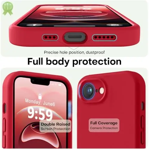 LOVE 3000 iPhone 16e uchun g'ilof, Premium silikon [Yumshoq tirnalishga qarshi mikrofiber astar] Zarbalarga chidamli himoya telefon g'ilofi erkaklar ayollar qizlar uchun 6.1