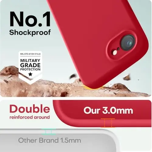 LOVE 3000 iPhone 16e uchun g'ilof, Premium silikon [Yumshoq tirnalishga qarshi mikrofiber astar] Zarbalarga chidamli himoya telefon g'ilofi erkaklar ayollar qizlar uchun 6.1