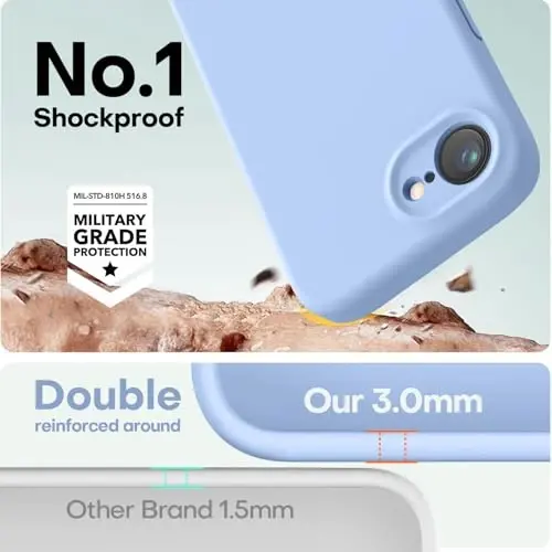 LOVE 3000 iPhone 16e uchun g‘ilof, [Yumshoq chizilishga qarshi mikrofiber astarli] Premium silikon, erkaklar ayollar qizlar uchun zarbaga chidamli himoya telefon g‘ilofi 6.1