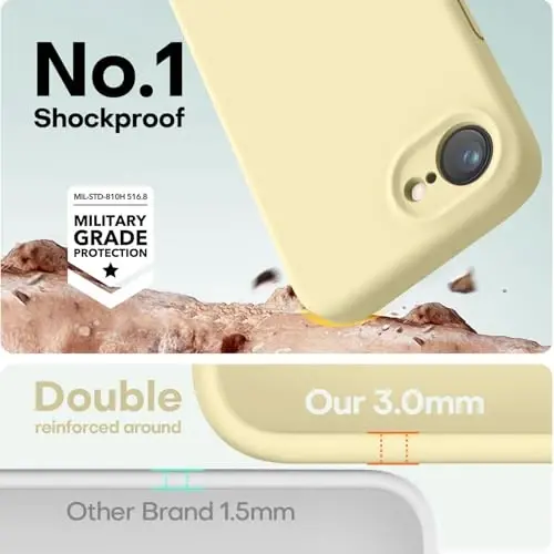 LOVE 3000 iPhone 16e uchun g'ilof, [Yumshoq tirnalishga qarshi mikrofiber astarli] Premium silikon zarbaga chidamli himoya telefon g'ilofi erkaklar ayollar qizlar uchun 6,1