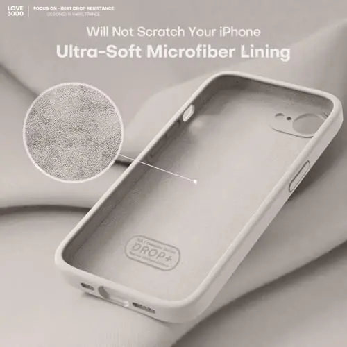 LOVE 3000 iPhone 16e uchun g‘ilof, yuqori sifatli silikon [yumshoq tirnalishga qarshi mikrofiber astar] zarbga chidamli himoya telefon g‘ilofi erkaklar ayollar qizlar 6.1