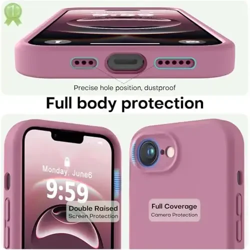 LOVE 3000 iPhone 16e uchun mo'ljallangan g'ilof, Premium silikon [Yumshoq chizishga qarshi mikrofiber astar] Zarba o'tkazmaydigan himoya telefon g'ilofi erkaklar ayollar qizlar uchun 6.1