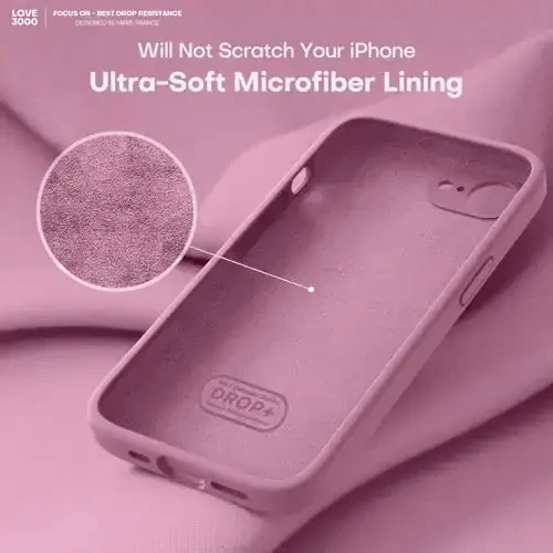 LOVE 3000 iPhone 16e uchun mo'ljallangan g'ilof, Premium silikon [Yumshoq chizishga qarshi mikrofiber astar] Zarba o'tkazmaydigan himoya telefon g'ilofi erkaklar ayollar qizlar uchun 6.1