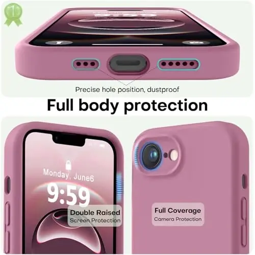 LOVE 3000 iPhone 16e uchun mo'ljallangan g'ilof, Premium silikon [Yumshoq chizishga qarshi mikrofiber astar] Zarba o'tkazmaydigan himoya telefon g'ilofi erkaklar ayollar qizlar uchun 6.1