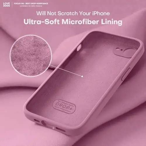 LOVE 3000 iPhone 16e uchun mo'ljallangan g'ilof, Premium silikon [Yumshoq chizishga qarshi mikrofiber astar] Zarba o'tkazmaydigan himoya telefon g'ilofi erkaklar ayollar qizlar uchun 6.1