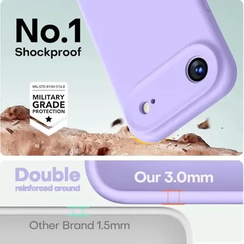 LOVE 3000 iPhone 16e uchun mo'ljallangan g'ilof, Premium silikon, [Yumshoq tirnalishga qarshi mikrofiber astar] Zarba o'tkazmaydigan himoya telefon g'ilofi erkaklar ayollar qizlar uchun 6.1