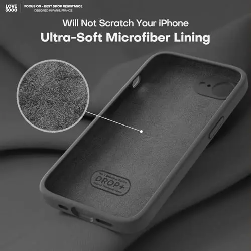 LOVE 3000 iPhone 16e uchun mo'ljallangan g'ilof, Premium silikon [Yumshoq tirnalishga qarshi mikrofiber astar] Zarba o'tkazmaydigan himoya telefon g'ilofi erkaklar ayollar qizlar uchun 6,1