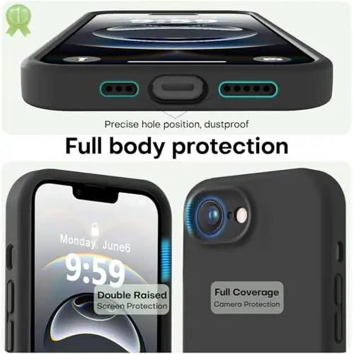 LOVE 3000 iPhone 16e uchun mo'ljallangan g'ilof, Premium silikon [Yumshoq tirnalishga qarshi mikrofiber astar] Zarba o'tkazmaydigan himoya telefon g'ilofi erkaklar ayollar qizlar uchun 6,1