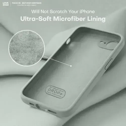 LOVE 3000 iPhone 16e uchun mo'ljallangan g'ilof, Premium silikon [Yumshoq tirnalishga qarshi mikrofiber astar] Zarbadan himoya qiluvchi telefon g'ilofi erkaklar ayollar qizlar uchun 6,1