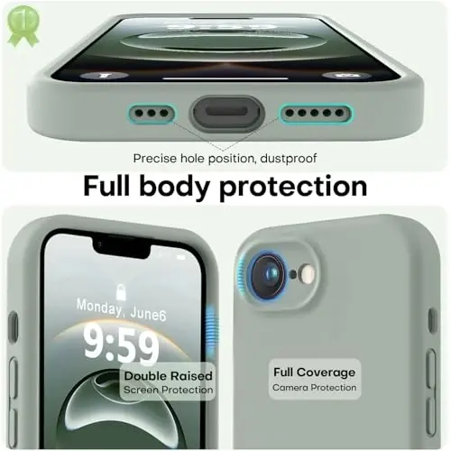 LOVE 3000 iPhone 16e uchun mo'ljallangan g'ilof, Premium silikon [Yumshoq tirnalishga qarshi mikrofiber astar] Zarbadan himoya qiluvchi telefon g'ilofi erkaklar ayollar qizlar uchun 6,1