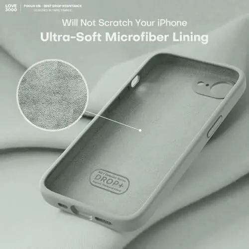 LOVE 3000 iPhone 16e uchun mo'ljallangan g'ilof, Premium silikon [Yumshoq tirnalishga qarshi mikrofiber astar] Zarbadan himoya qiluvchi telefon g'ilofi erkaklar ayollar qizlar uchun 6,1