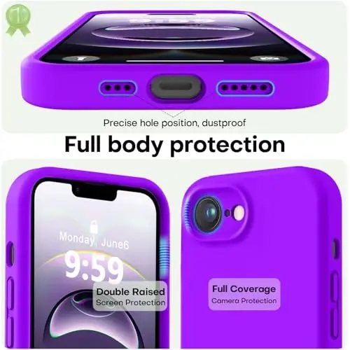 LOVE 3000 iPhone 16e uchun mo'ljallangan g'ilof, Premium silikonli [Yumshoq chizilishga qarshi mikrofiber astar] Zarbadan himoya qiluvchi telefon g'ilofi erkaklar, ayollar, qizlar uchun 6,1