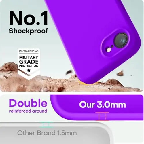 LOVE 3000 iPhone 16e uchun mo'ljallangan g'ilof, Premium silikonli [Yumshoq chizilishga qarshi mikrofiber astar] Zarbadan himoya qiluvchi telefon g'ilofi erkaklar, ayollar, qizlar uchun 6,1