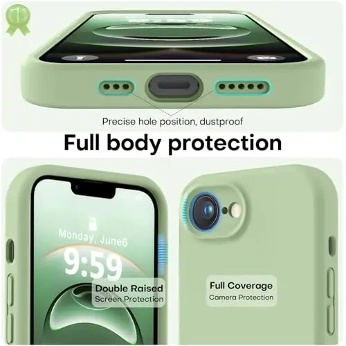 LOVE 3000 iPhone 16e uchun mo'ljallangan g'ilof, [Yumshoq chizishga qarshi mikrofiber astar] bilan premium silikon, erkaklar, ayollar, qizlar uchun zarbaga chidamli himoya telefon g'ilofi 6.1