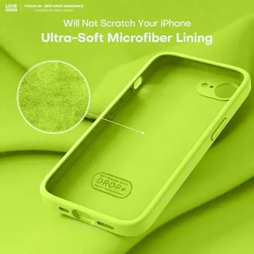 LOVE 3000 iPhone 16e uchun moʻljallangan gʻilof, [Yumshoq chizishga qarshi mikrofiber astar] bilan premium silikon, erkaklar, ayollar va qizlar uchun zarbaga chidamli himoya telefon gʻilofi 6,1
