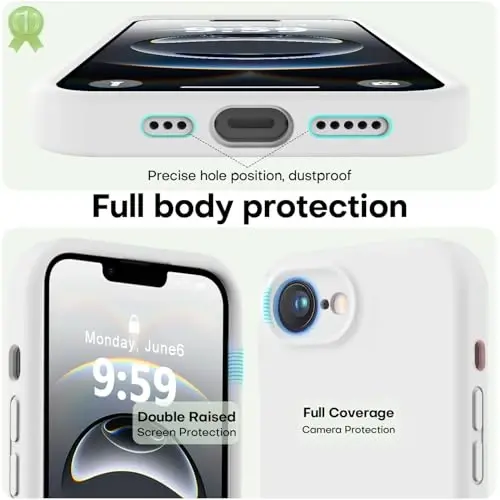 LOVE 3000 iPhone 16e uchun mo'ljallangan g'ilof, [Yumshoq chizishga qarshi mikrofiber astarli] Premium silikon, erkaklar, ayollar va qizlar uchun zarbaga chidamli himoya telefon g'ilofi 6,1