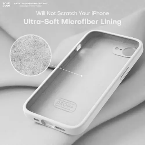 LOVE 3000 iPhone 16e uchun mo'ljallangan g'ilof, [Yumshoq chizishga qarshi mikrofiber astarli] Premium silikon, erkaklar, ayollar va qizlar uchun zarbaga chidamli himoya telefon g'ilofi 6,1